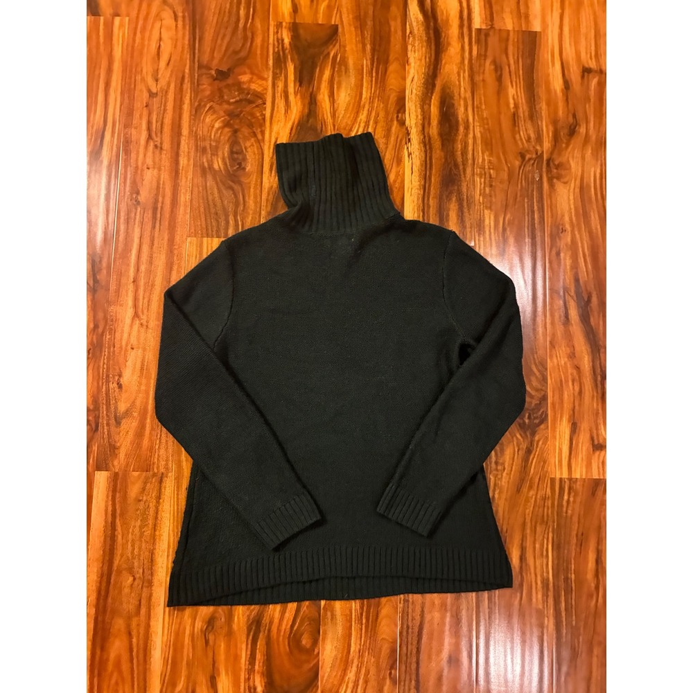 Croft & Barrow Womens Medium Green Cable Knit Turtleneck Sweater Pullover Long - Picture 3 of 6